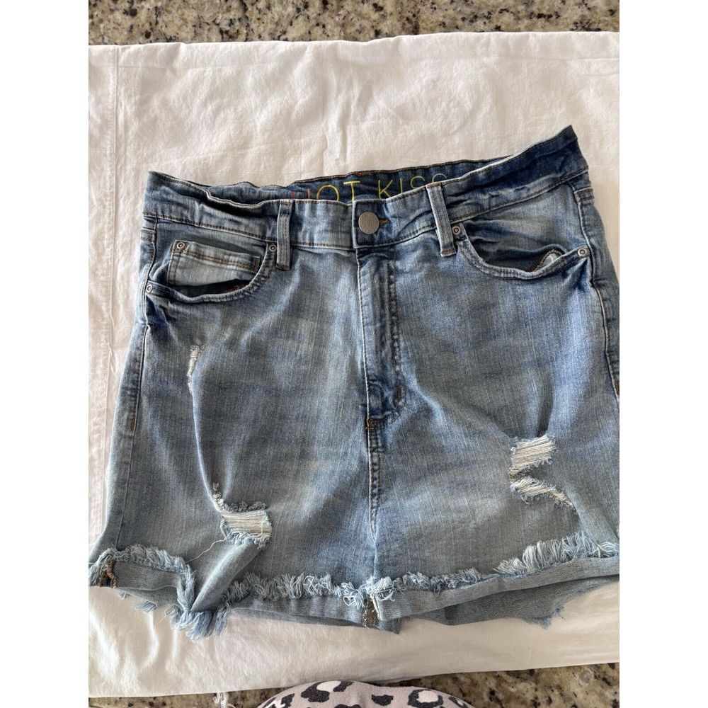 Hot Kiss Cut Off Jean Shorts Size 15 Five Pocket Distressed, Cuffed 2775